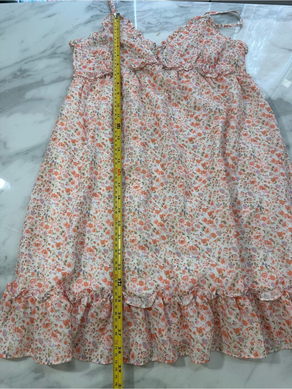MOLLY BRACKEN Floral Pink Ruffle Hem Spaghetti Strap Babydoll Dress Size Small - Picture 9 of 9